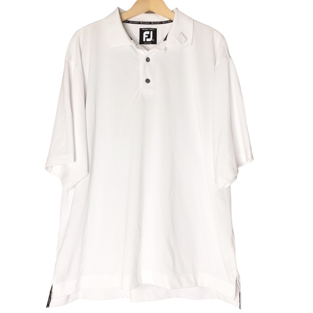 FootJoy Men's XL Polo Shirt Performance Golf Short Sleeve White Relaxed Fit